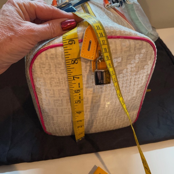 SOLD Fendi Ivory Grey Sequin Multicolour Patent Detail Boston Bag (New) - Picture 12 of 15